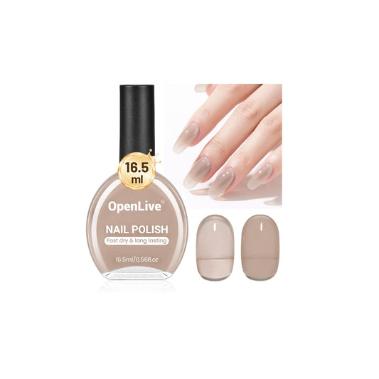 16.5ml Jelly Nude Brown Nail Polish Large Volume Quick Dry Nail Polish, Long Lasting Shine, Fingernail Toenail Nail Art DIY Home Travel Nail Art Gift-BrightBean Baby
