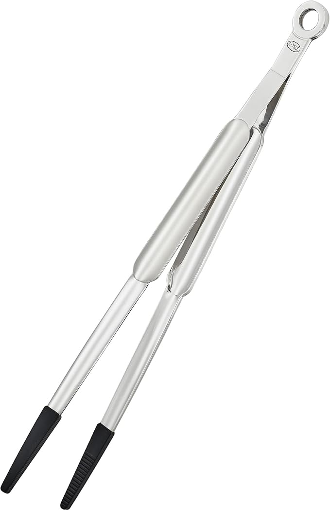 Rosle 12986 Stainless Steel Fine Tipped with Silicone Needle-Nose Pliers Cooking Tongs