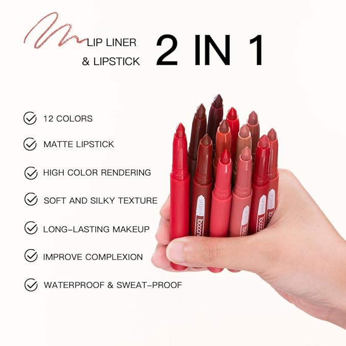 ibcccndc 6PCS Lip Liner and Lipstick Set - High Pigmented Creamy Matte Lip Liner Pencil Set for Girls and Women, Lip Makeup Gift Sets - Waterproof Formula (B)-BrightBean Baby