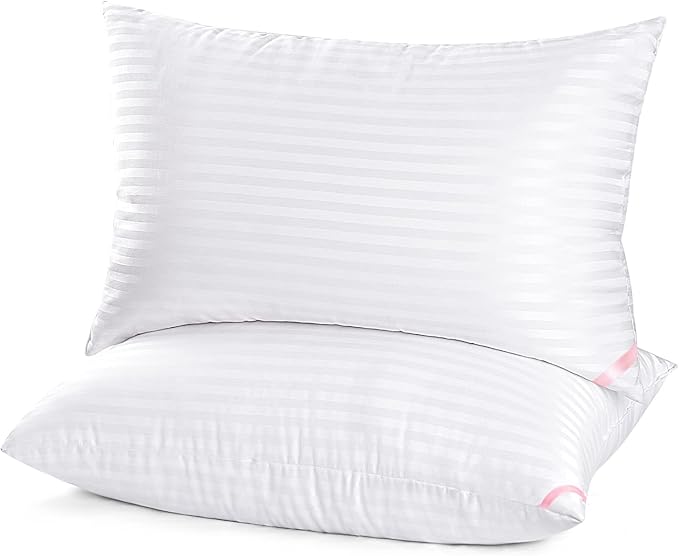 EIUE Hotel Collection Bed Pillows Queen Size - Breathable Cotton Cover 2 Pack