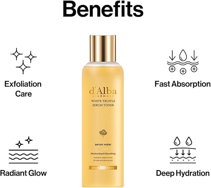 d'alba Piedmont White Truffle Moisturizing Serum Toner, Glass Skin with Double Vitamin Skincare, Face Moisturizer, (6.08fl. oz)-BrightBean Baby