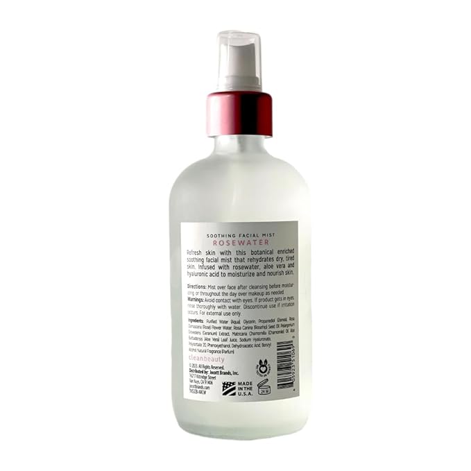 Clean Beauty Rosewater Soothing Facial Mist with Aloe Vera & Hyaluronic Acid - Hydrates, Refreshes & Plumps | Soothe Dry, Irritated Skin (8 Fl Oz)-BrightBean Baby