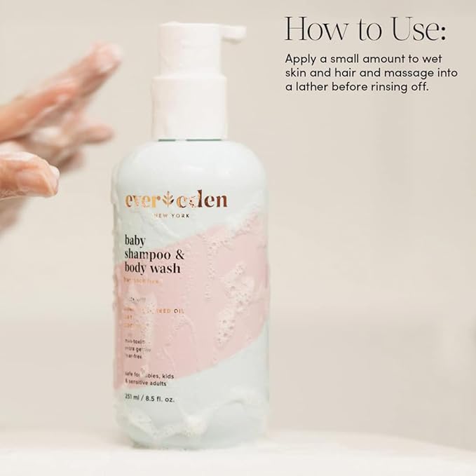 Evereden Baby Shampoo & Body Wash 2-in-1, 8.5 fl oz | Gentle, Non-Toxic, Fragrance-Free, Hydrating Formula for Sensitive Skin-BrightBean Baby