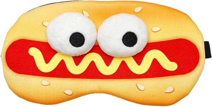 PERFECTSIGHT Sleep Eye Masks, Cute Plush Sleep Eye Cover Lightweight Adjustable Eyeshade Faux Fur Mask Cover for Women Men Sleep Travel Nap (Hotdog)-BrightBean Baby