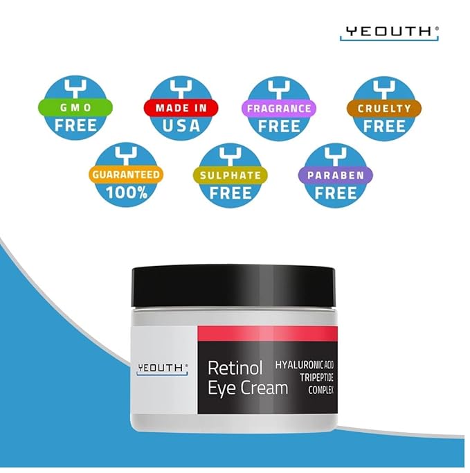 YEOUTH Retinol Eye Cream with Hyaluronic Acid, Hydrating Under Eye Cream for a Refreshed Appearance, Retinol Cream for Face, Eye Care 2oz-BrightBean Baby