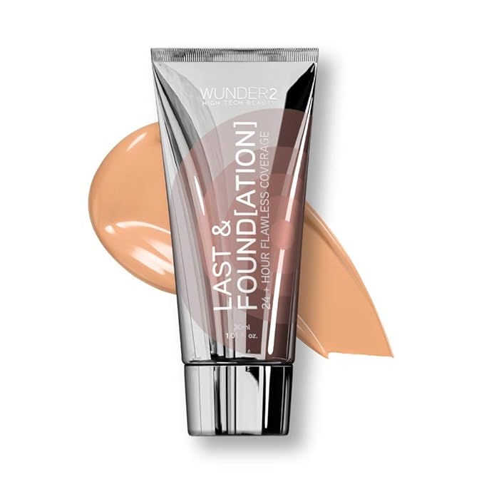 WUNDERBROW Full Coverage Foundation, Last & Found[ation] – Buildable Full Coverage Liquid Foundation For 24+ Hours Wear – Long Lasting, Waterproof, Nude-BrightBean Baby