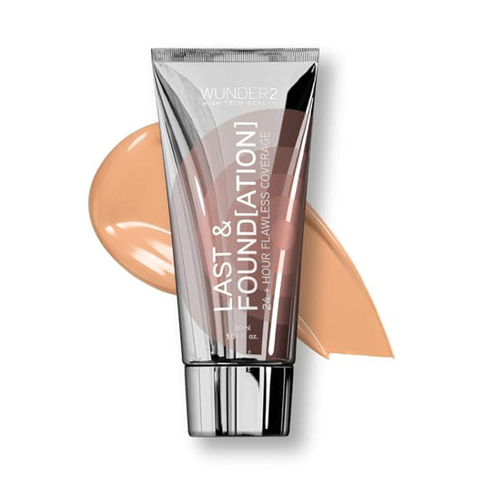 WUNDERBROW Full Coverage Foundation, Last & Found[ation] – Buildable Full Coverage Liquid Foundation For 24+ Hours Wear – Long Lasting, Waterproof, Nude-BrightBean Baby