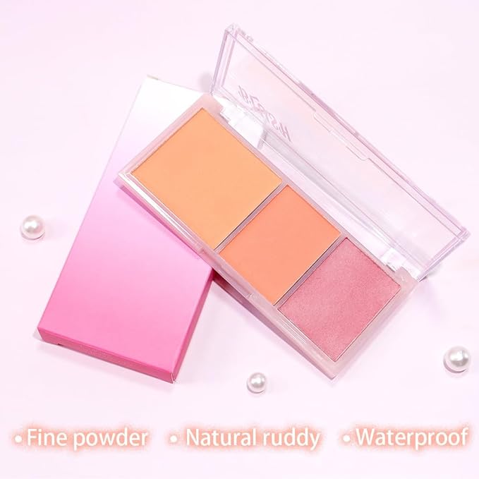 3 IN 1 Brown Nude Face Highlight Bronzer Powder Palette for Face Cheeks Contour Brightening, Buildable Matte Coverage Natural Makeup,Ultra Sculpt Nose Shadow Eyeshadow Primer-Orange-BrightBean Baby