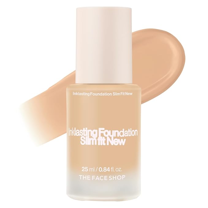 THE FACE SHOP Ink Lasting Liquid Foundation, Full Coverage, 72‑Hour Wear Semi‑Matte Finish, Makeup with Bakuchiol, N210 Neutral Sand, 0.84 Fl. Oz.-BrightBean Baby