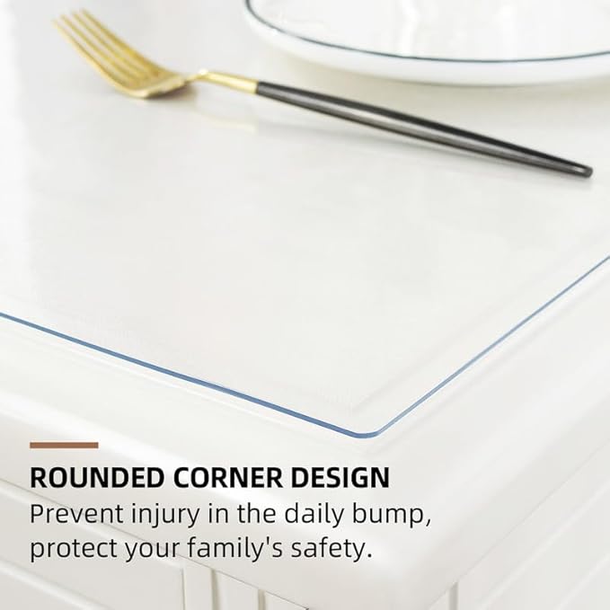 Warmstar Clear Table Cover Protector 40 x 66 Inch,1.5mm Thick Plastic Table Cover Rectangle,PVC Clear Table Protector,Desk Protector Mat for Kitchen, Dresser, Writing Desk，Dining Room Table