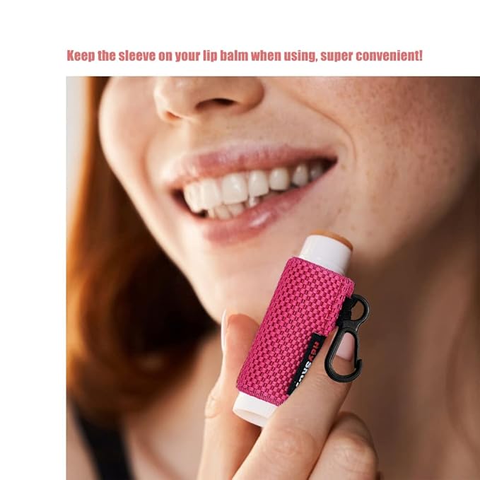 5PCS Lip Balm Holder Lip Gloss Sleeves Keychain Lipstick Holder Keychain Chapstick Elastic Sleeves(Fleshpink/Aqua/White/Rose/Black)-BrightBean Baby
