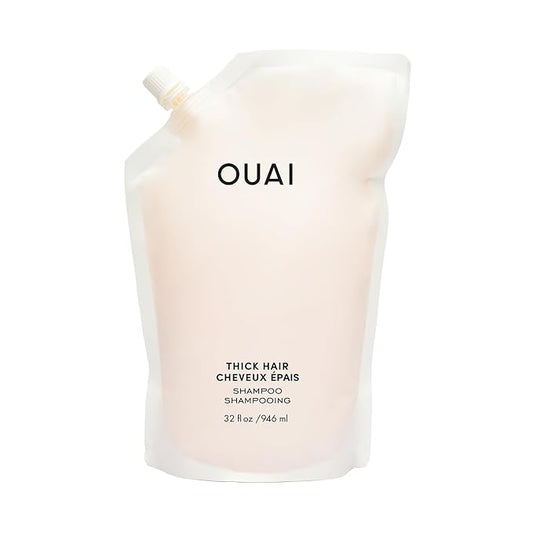 OUAI Thick Shampoo Refill - Moisturizing Shampoo with Keratin, Marshmallow Root, Shea Butter & Avocado Oil for Thick Hair - Strengthens & Hydrates - Paraben, Phthalate & Sulfate Free (32 Fl Oz)-BrightBean Baby