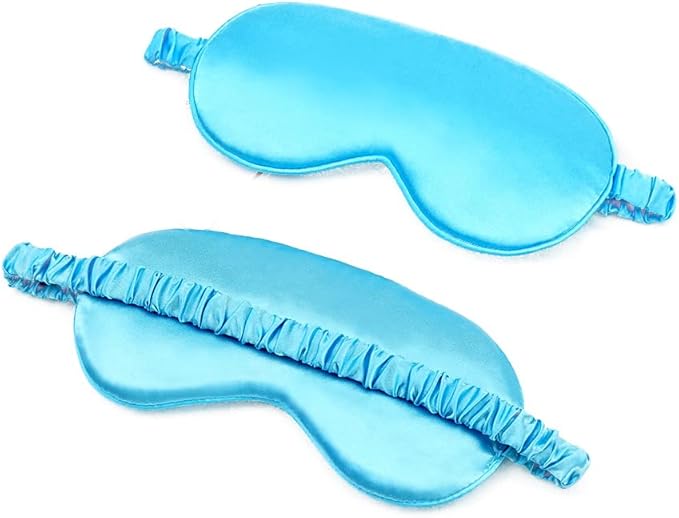 100% Natural Mulberry Soft Silk Sleep Mask, Light Blocking Eye Masks for Sleep, Night Blindfold Eye Mask Cover for Men and Women, Sleeping Night Mask for Travel (Blue)-BrightBean Baby
