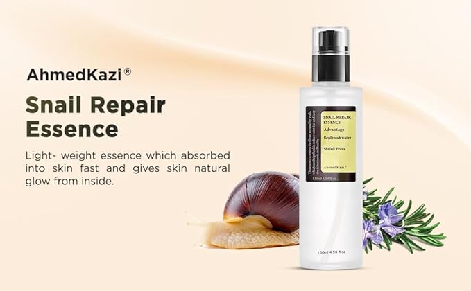 Snail Mucin Power Essence 4.39 fl.oz 130ml, Korean Skincare Snail Mucin Serum for Dry Sensitive Skin, Moisturizing with 96.3% Snail Secretion Filtrate-BrightBean Baby