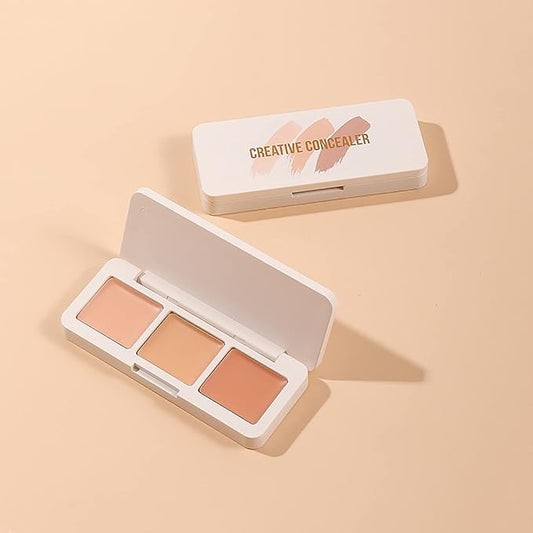 IFiona Tricolor Concealer to Cover Spots,Stains,Acne,Freckles and Brighten Skin Color Concealer Palette-BrightBean Baby