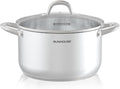 SUNHOUSE 8 Quart Stock Pot with Lid - Tri-Ply Stainless Steel Large Capacity Pot