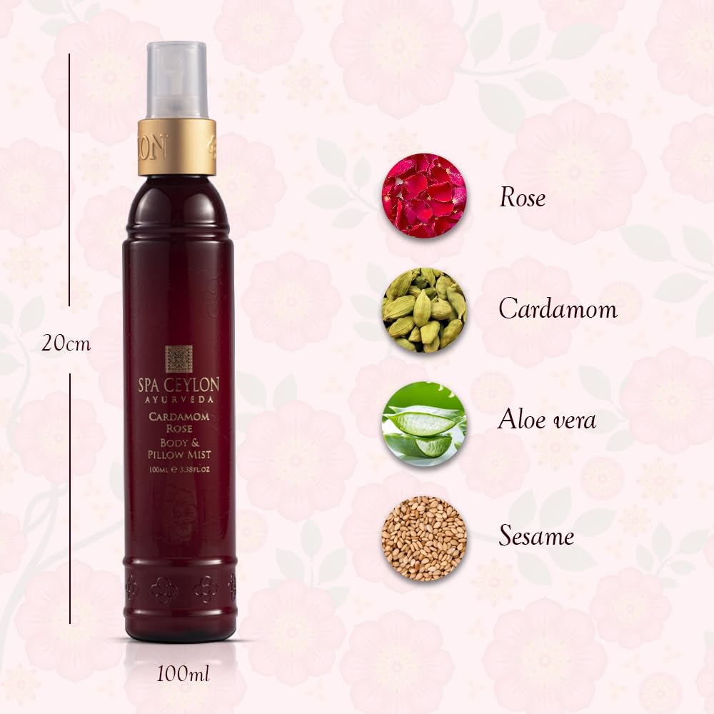 SPA CEYLON Cardamom Rose Body and Pillow Mist | Refreshing Skin Care Spray | Non-Oily Fragrance Mist for All Skin Types-BrightBean Baby