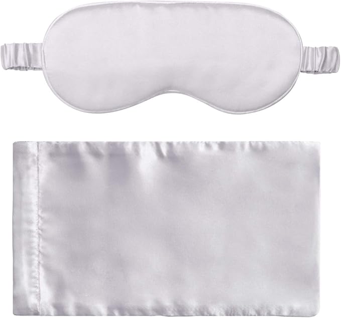Silk Sleep Mask Light Blocking Luxury 100% Mulberry 19mm Silk Eye Mask Eye Cover Blindfold Ultra Soft Light & Comfy Anti Aging Skin Care with Travel Bag Gift Package-BrightBean Baby