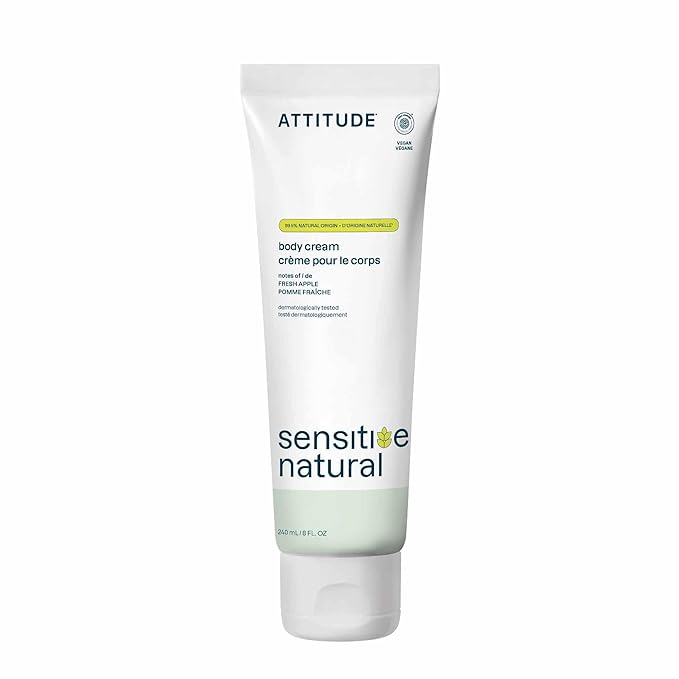 ATTITUDE Body Cream for Sensitive Skin with Oat, EWG Verified, Dermatologically Tested, Vegan, Avocado Oil, 8 Fl Oz-BrightBean Baby