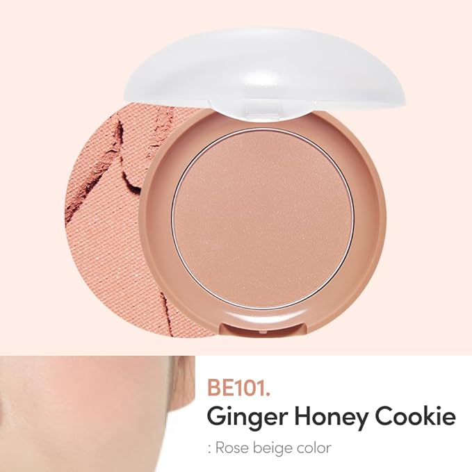 ETUDE Lovely Cookie Blusher #BE101 Ginger Honey Cookie 4g | Glowing & Natural Powder Blush with Long-Lasting Sebum Control | Easy Application | Puffy Cushion for a Lovely Makeup Look-BrightBean Baby