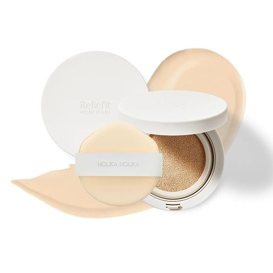 Holika Holika Reliefit CICA Clear Cushion 01 Pure Vanilla 14g, 0.49oz / 1Set + 1 Refill/Vegan Cushion Foundation-BrightBean Baby