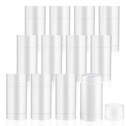12 Pieces 15g White Plastic Deodorant Containers,Empty 1/2 oz Travel Lip Balm Tubes,Refillable Twist-UP Solid Perfume Tubes,Lipstick Tubes for DIY-BrightBean Baby