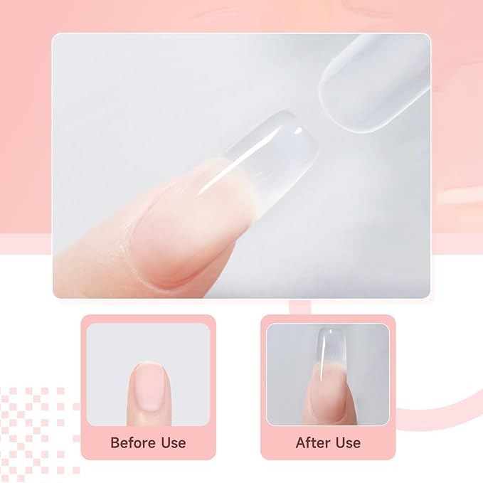 JEWHITENY Poly Extension Gel Nail Set Clear Pink Poly Nail Gel With Slip Solution Base Coat Top Coat French Manicure Need U V Lamp Curing for Finger Art and Home DIY-BrightBean Baby