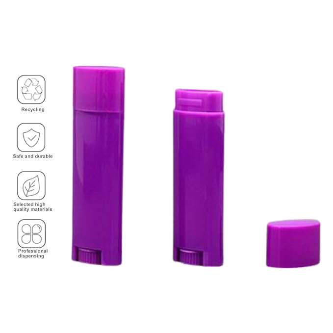 5ml 100Pcs Empty Oval Deodorant Lip balm Tubes Containers Twist-up Refillable Containers for Lipstick,Chapstick,Homemade Lip balm,DIY Deodorants(Purple)-BrightBean Baby