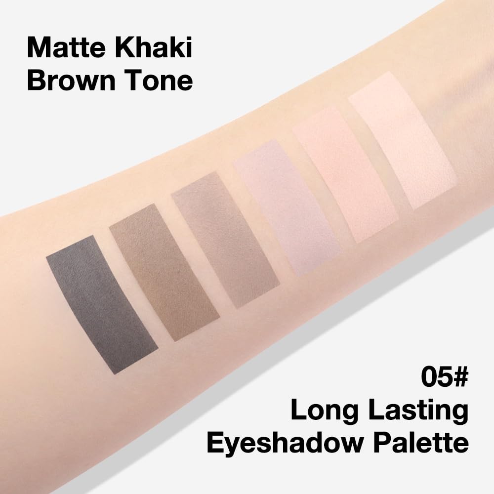 Kaely 6 Color Mini Nude Smoky Eyeshadow Palette Makeup, Highly Pigmented Eye Shadow Palette Waterproof, Natural Matte Eye Shadow Palette, paleta de sombras de ojos, Vegan & Cruelty-free, 05-BrightBean Baby