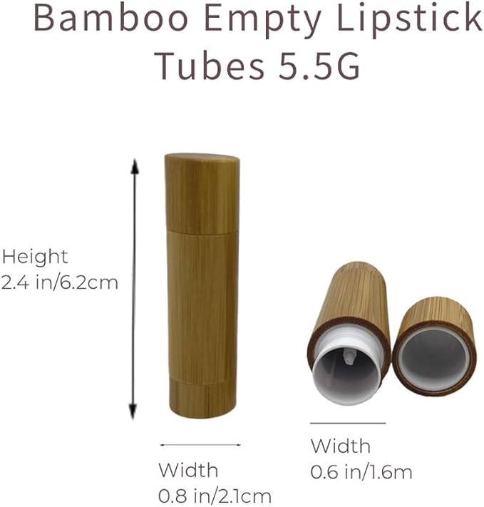 Bamboo Empty Lip Balm Containers 5.5g 6 Pack,Refillable DIY Lip Balm Tube Containers with Clear PP Plastic Inner,Lip Gloss Tubes Chapstick Holder for DIY Cosmetic Samples Deodorant-BrightBean Baby