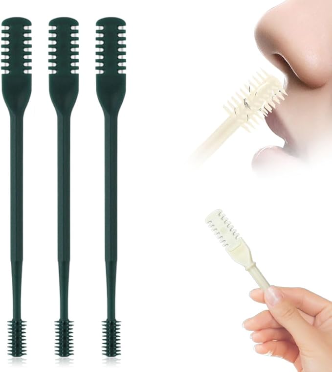 Nasal Hair Cutter, 2025 Upgraded Double Sided Noses Hairs Knife, 360° Rotating Portable Manual Nose Hair Trimmer, Noses Hairs Remover for Women Men Travel Essentials (Dark Green, 3 Pcs)-BrightBean Baby