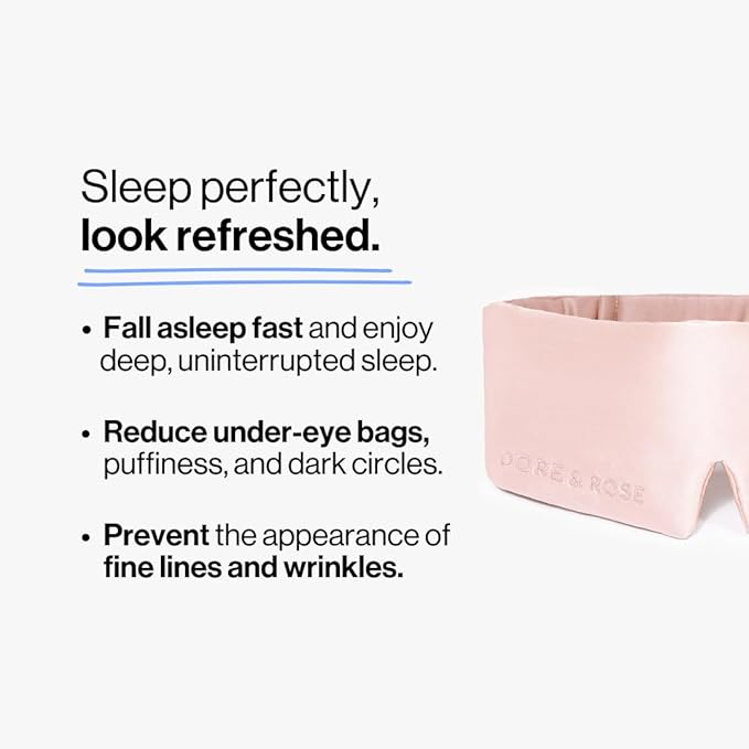 Dore & Rose Deep Sleep Mask Light Blocking, 23 Momme Mulberry Silk Eye Mask, Ultra Soft, Adjustable - Travel Sleeping Mask for Men & Women - Pink-BrightBean Baby