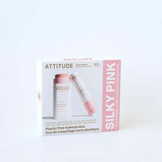 ATTITUDE Silky Pink Makeup Duo Box Set, EWG Verified, Titanium Dioxide-Free, Plastic-free, Plant and Mineral-Based, Vegan Beauty Products, Set of 2 Makeup Sticks-BrightBean Baby