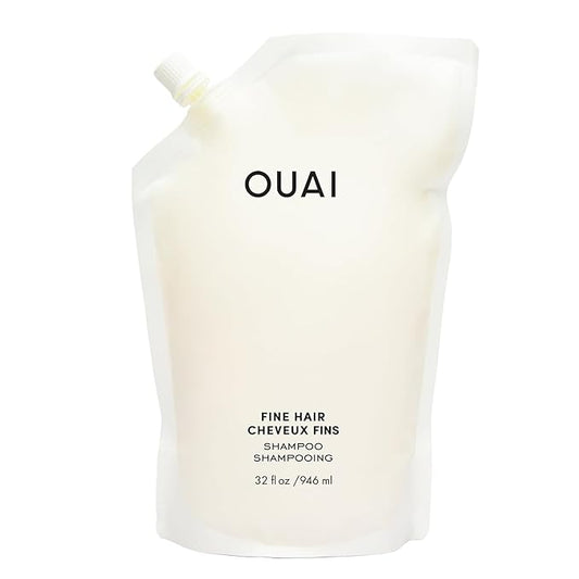 OUAI Fine Shampoo Refill - Volumizing Shampoo with Strengthening Keratin, Biotin & Chia Seed Oil for Fine Hair - Delivers Weightless Body - Paraben, Phthalate & Sulfate Free Hair Care (32 Fl Oz)-BrightBean Baby