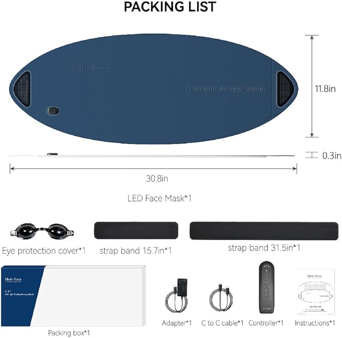 Red Light Therapy for Face and Neck, 720 LED Infrared Light Therapy Mask for Wrinkles and Acne, Large 30.8" x 11.8" Panel for Body, Red Light Mask Gift for Women, Mom, PDT Facial Skincare at Home-BrightBean Baby