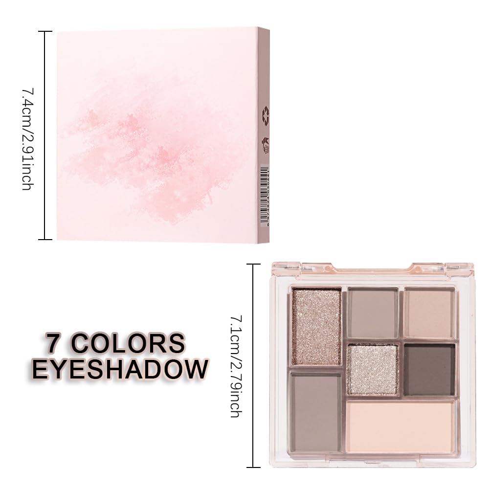 Nude Brown 7Colors Eyeshadow Makeup Palette with Mirror,Natural Neutral Eye Shadow Palettes for Older Women,Long Lasting Naturing-Looking,Lightweight,Waterproof,Eye Makeup Kit Travel Size,Vegan-BrightBean Baby