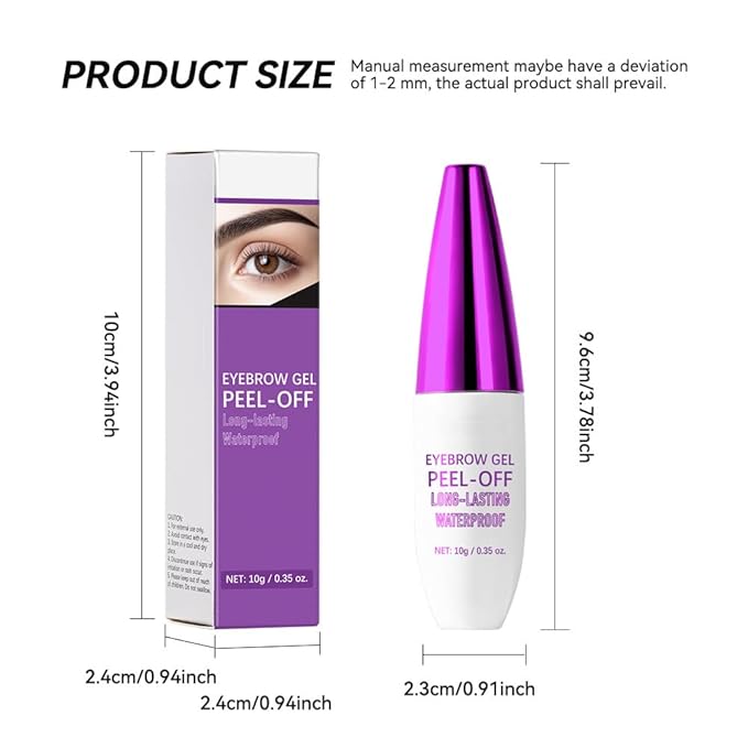 2Pcs Peel Off Eyebrow Tint Gel - Waterproof & Sweatproof All-Day Wear, Transfer-Resistant Tattoo Effect, All Skin Types + Mother’s Day Gift Set, 04#Gray Brown-BrightBean Baby
