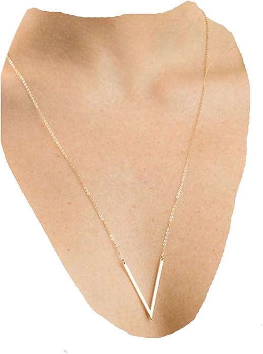 Letter V Pendant Necklace Monogram Necklace Choker Minimalist Initial V Necklace Simple Everyday Necklace Chain Jewelry for Women-BrightBean Baby