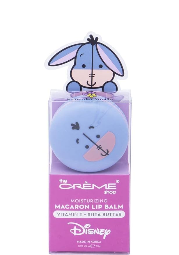 The Crème Shop x Disney Macaron Lip Balm Winnie The Pooh Lemon Honeycomb Crème Korean Scented Pocket Portable Vitamin E Shea Butter (Eeyore (Lavender Vanilla))-BrightBean Baby
