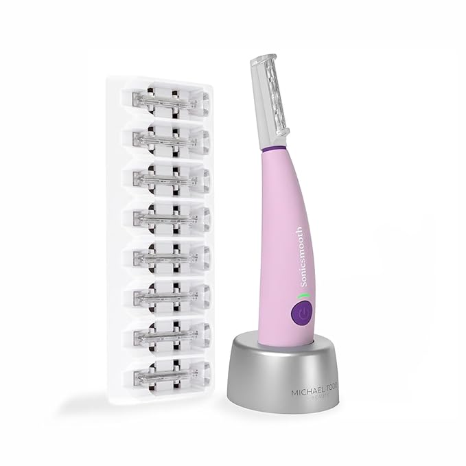 Michael Todd Beauty Sonicsmooth Dermaplane Razor for Women Face + Eyebrow trimmer Dermaplaning System - Peach Fuzz Remover - 8 Weeks of Dermaplaning Blades-BrightBean Baby