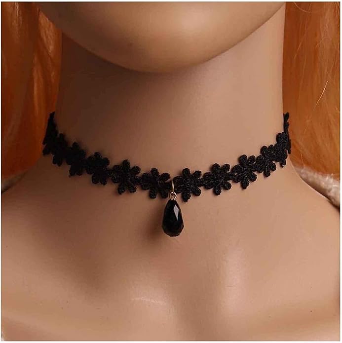 Black Choker Necklace Crystal Necklace Chain Short Collar Necklace Jewelry for Women and Girls-BrightBean Baby