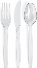 Prestee 600 Plastic Silverware Set - 200 Plastic Knives, Forks, and Spoons for 200 Guests - Heavy Duty Bulk Disposable Flatware Utensils for Christmas, Holiday, Wedding Party Supplies