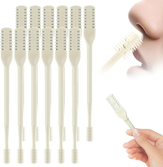 Nasal Hair Cutter, 2025 Upgraded Double Sided Noses Hairs Knife, 360° Rotating Portable Manual Nose Hair Trimmer, Noses Hairs Remover for Women Men Travel Essentials (Beige, 12 Pcs)-BrightBean Baby