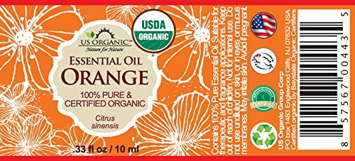 US Organic 100% Pure Sweet Orange Essential Oil - USDA Certified Organic - 10 ml - w/Improved caps and droppers (More Size Variations Available)-BrightBean Baby
