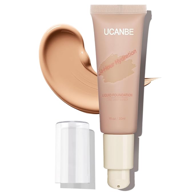UCANBE Matte Liquid Foundation Makeup, Medium to Full Coverage Waterproof Longwear Serum Cream Foundation for Combination & Oily Mature Skin, Lightweight Hydrating & Nourishing, True Beige, 1 fl. oz.-BrightBean Baby