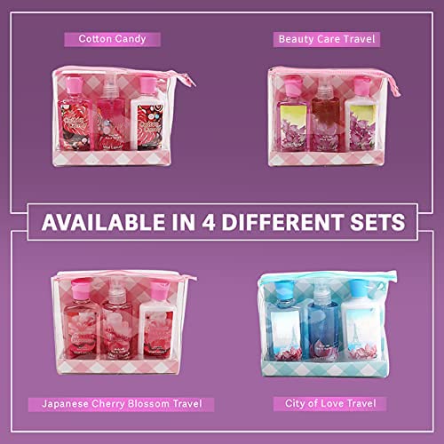 Bath & Body Care Travel Set Pea Flower Scent Home Spa Set with Body Lotion, Shower Gel and Fragrance Mist, Christmas Gifts for Her and Him-BrightBean Baby