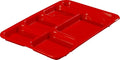 Carlisle FoodService Products P614R05 Right-Hand 6-Compartment Polypropylene Tray, 10" x 14", Red