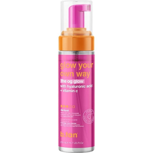 b.tan Clear Self Tanner Foam | Glow Your Own Way - Rinse Free, Best 1 Hour Express Sunless Tanning Water Mousse, Dark, No Transfer, Moisturizing, Face & Body, No Fake Tan Smell, 6.7 Fl oz-BrightBean Baby