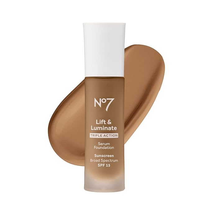 No7 Lift & Luminate Triple Action Serum Foundation - Bamboo - Liquid Foundation Makeup with SPF 15 for Dewy, Glowy Base - Radiant Serum Foundation for Mature Skin (30ml)-BrightBean Baby