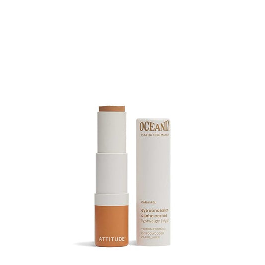 ATTITUDE Oceanly Light Coverage Under Eye Concealer Stick, Titanium Dioxide-Free, EWG Verified, Plastic-Free, Vegan & Cruelty-free Makeup, Caramel, 0.2 Ounces-BrightBean Baby